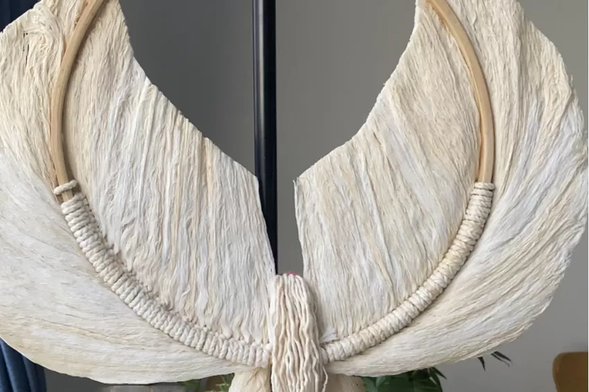 Đồ Trang Trí Macrame Hình Thiên Thần & Lá, Đồ Trang Trí Thủ Công, Phong Cách Cổ Điển, Trang Trí Nhà Cửa