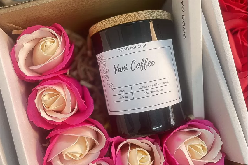 Vanilla Coffee Scented Candle Gift Set, Glass Jar