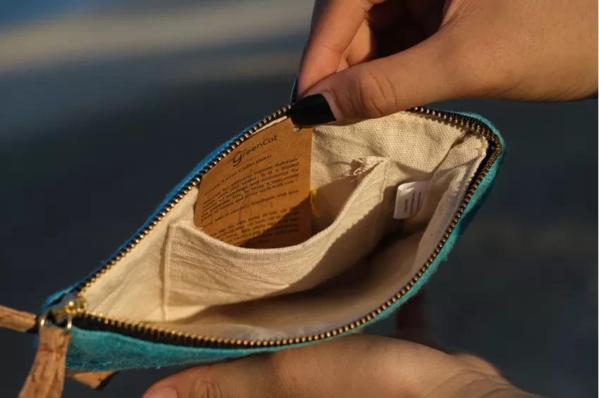 Hemp Cork Pouch, Size S, Handheld Mini Wallet, For Loose Change Or Keys, Simple Style, Vibrant Color