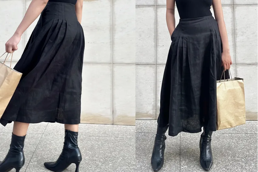 Nell Skirt, High Quality Black Linen Skirt, High Quality Linen Fabric, Non-Shrinkable Linen, Black Skirt, Women's Fashion, Elegant Style