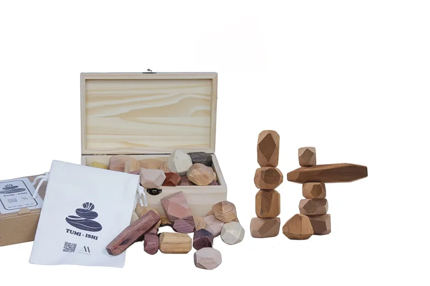 Tumi-Ishi Wooden Balancing Stone, Folk Games, Japanese Inspiration, Relaxation Games, Games with Friends, Games for Children, Games for Children, Dexterity Training