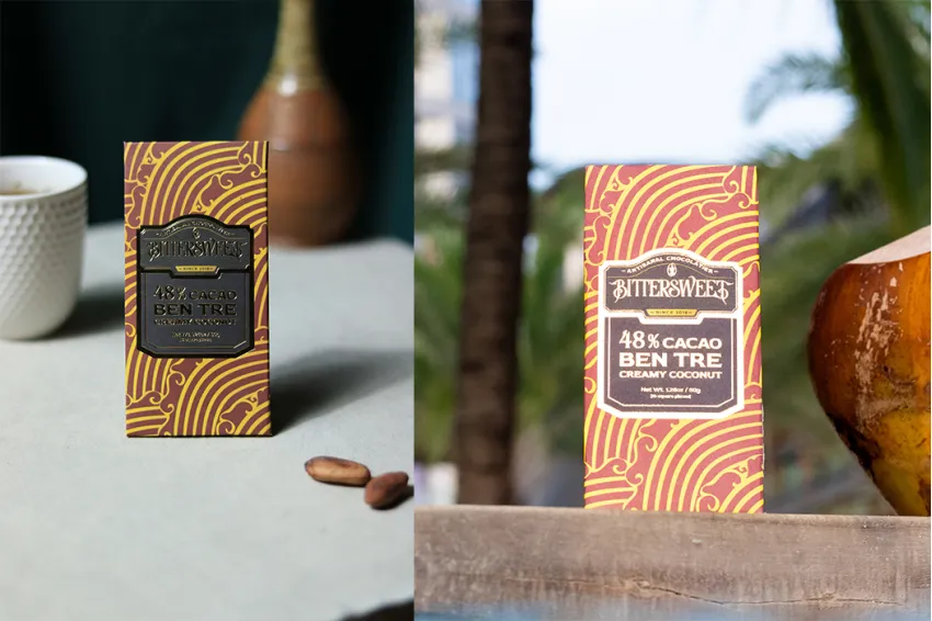 Ben Tre Creamy Coconut 48% Chocolate, Coconut Chocolate, Vietnamese Chocolate, Handmade Chocolate, Milk Chocolate, Natural Ingredients, Premium Flavors, Gifts