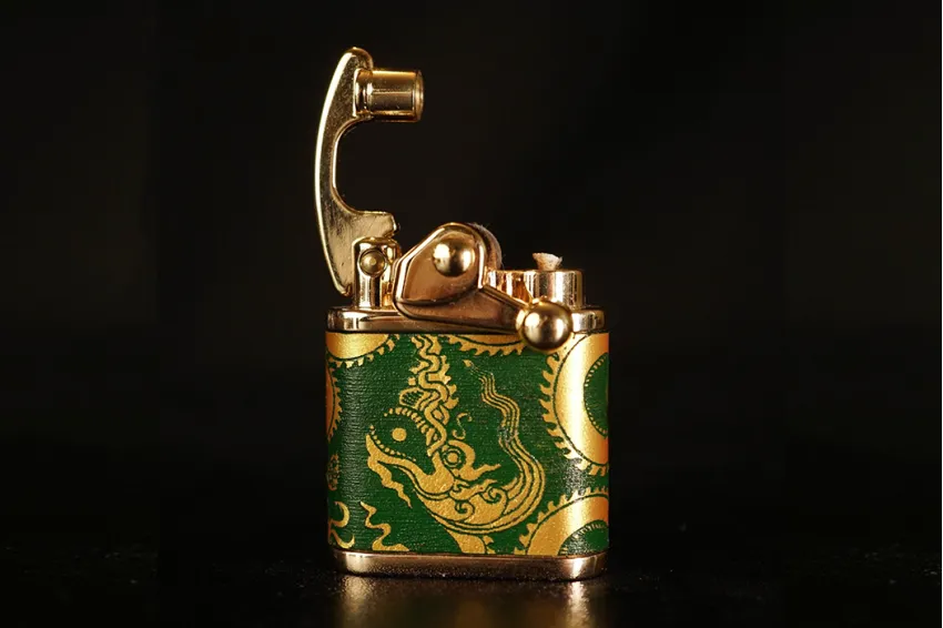 Green Dragon of Ly Dynasty Hand-drawn Leather Lighter, Art Lighters, Leather Accessories, Handmade Gifts, Aesthetic, Unique Gift, Personalized Gifts