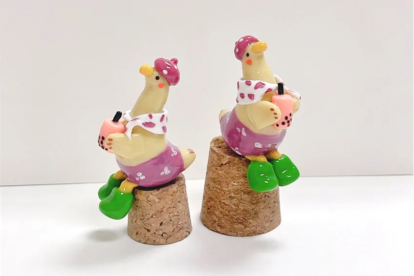 Handmade Clay Milk Tea Goose Figurine, Decorative Figurine, Handmade Clay Figurines, Unique Gifts, Handmade Gifts, Handmade Figurines