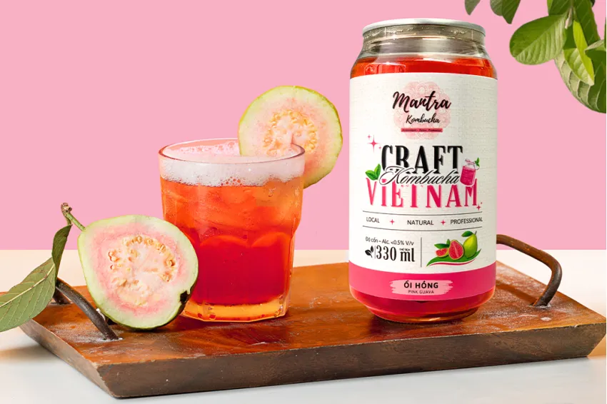 Mantra Craft Kombucha in Pink Guava Flavor, Kombucha, Fermented Tea, Healthy Drinks, Natural Ingredients, Drinks Good For The Digestive System, Health Gifts