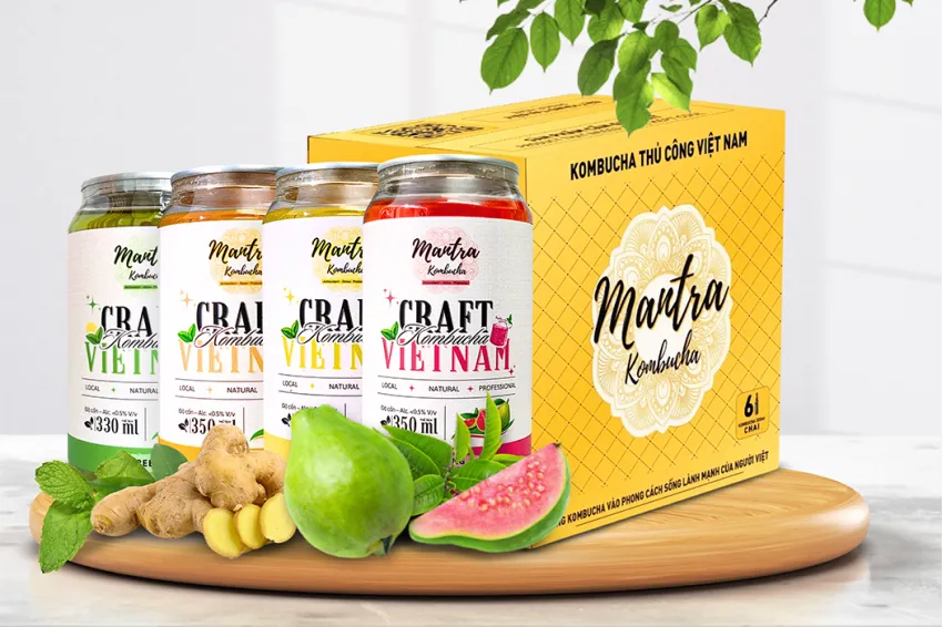 Set 6 Lon Mantra Kombucha, Kombucha, Trà Lên Men, Thức Uống Lành Mạnh, Nguyên Liệu Tự Nhiên, Thức Uống Tốt Cho Hệ Tiêu Hóa, Quà Tặng Sức Khỏe