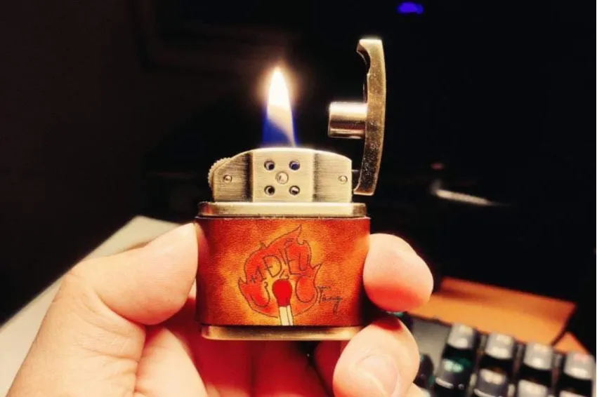 Personalized Engraved Lighter, Cartoon Hand Painted Leather Lighter, Cute Illustration,  Artistic Lighters, Unique Gifts, Personalized Gifts