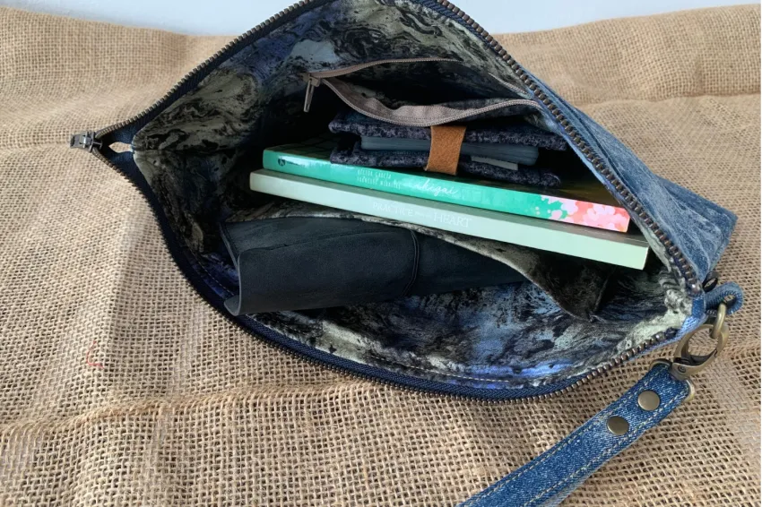 Handmade Recycled Denim Clutch Bag, Sustainable Wallets With Style, Eco-Friendly Fashion, Unique Gifts