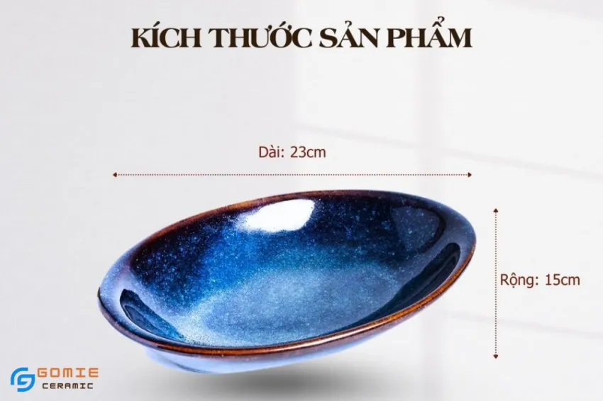 Đĩa Gốm Bầu Dục Men Xanh Hỏa Biến, 23 x 15cm, Vẻ Huyền Bí Đầy Mê Hoặc, Đĩa Bầu Dục Lớn, Gốm Sứ Bát Tràng, Đĩa Gốm Cao Cấp, Gốm Gia Dụng