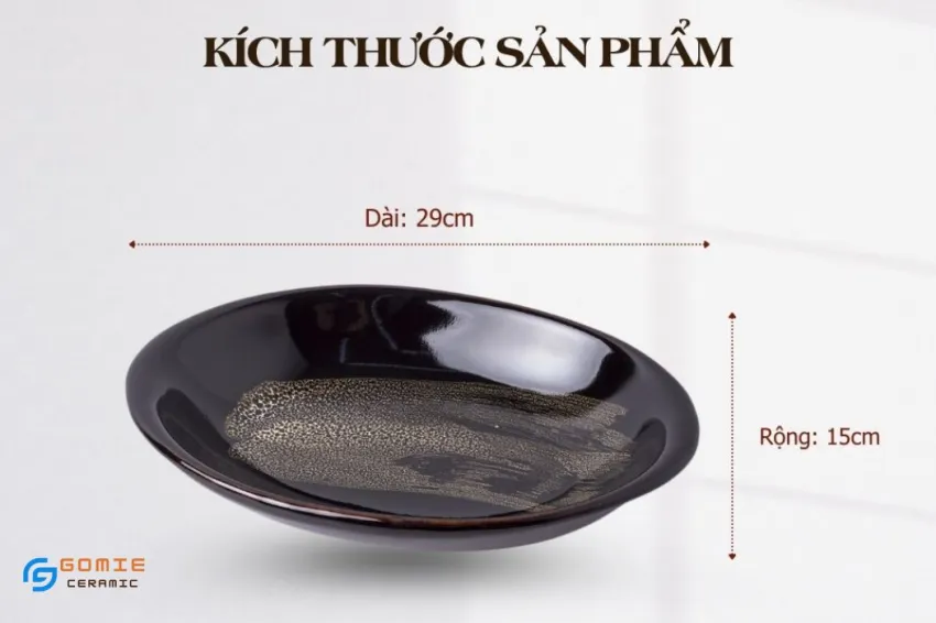 Đĩa Gốm Bầu Dục Men Cánh Gián Hỏa Biến, 23 x 15cm, Chút Sắc Màu Cổ Kính Cho Bàn Ăn, Gốm Bát Tràng, Gốm Gia Dụng, Đĩa Cao Cấp, Quà Tặng Tinh Tế