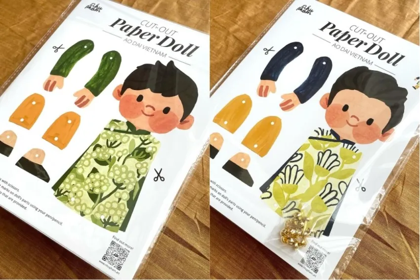 DIY Vietnamese Ao Dai Boy Paper Dolls, Including Coloring Pages, Paper Cut Toys, DIY Toys, High Quality Ivory Paper, Unique Gifts, Handmade Gifts