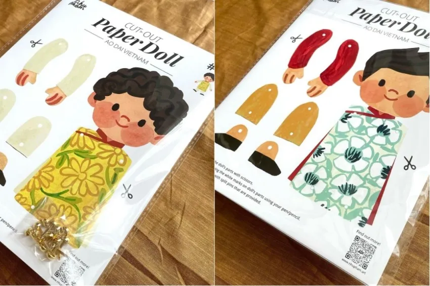 DIY Vietnamese Ao Dai Boy Paper Dolls, Including Coloring Pages, Paper Cut Toys, DIY Toys, High Quality Ivory Paper, Unique Gifts, Handmade Gifts