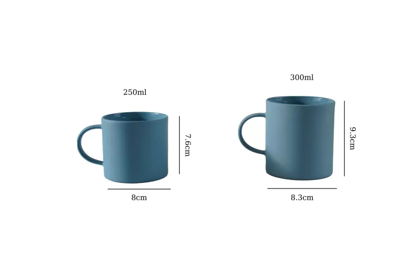 Blue Ceramic Cup, Solid Color, Minimalist and Elegant Style, High Aesthetic Value, Premium Ceramic, High Durability