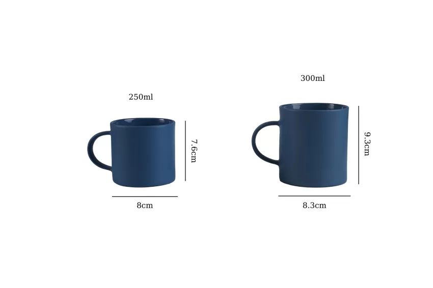 Dark Blue Ceramic Cup, Refreshing Blue Color, Minimalist and Elegant Style, Thick and Durable Product, Handcrafted Item