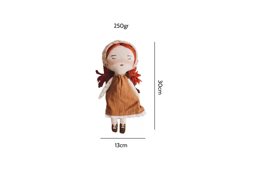 Orange Hair Fabric Doll With Two Ponytails