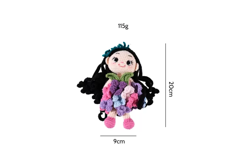 Hana Hydrangea Crochet Doll, Hydrangea Flower Pattern, Distinctive Colors And Shapes, Soft Knit Material, Elegant Design