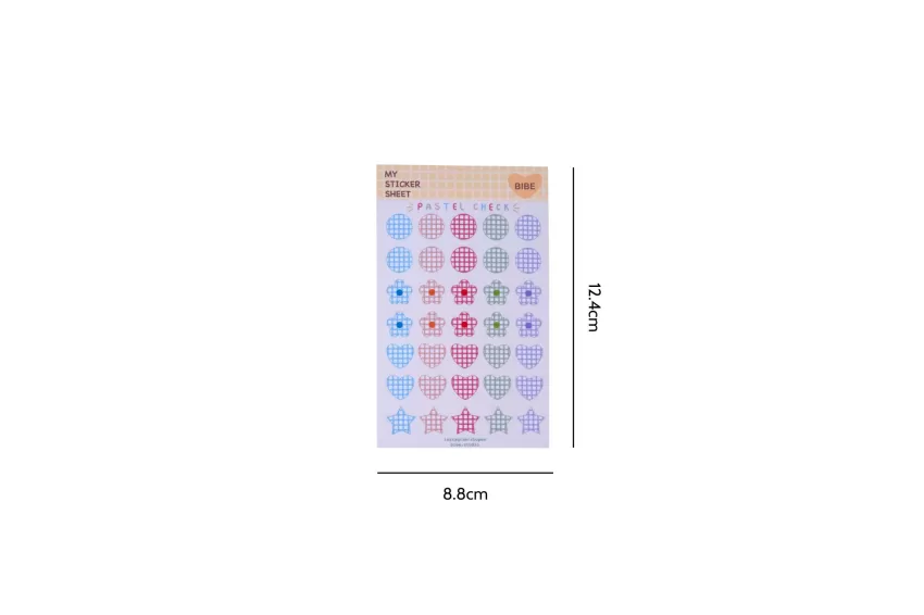 Check Sticker Sheet, Caro Pattern, Pastel Colors, Notebook Decoration Stickers, Waterproof, Long-Lasting Use