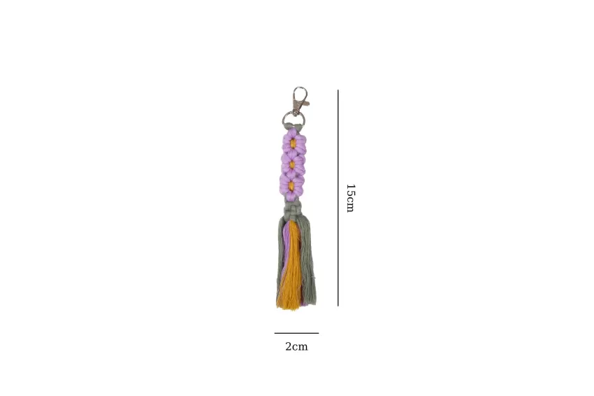 Móc Khóa Macrame Blossom, Móc Khóa Thủ Công Dễ Thương, Phụ Kiện Đeo Túi Hoặc Balo, Món Quà Xinh Xắn Cho Người Thân Và Bạn Bè