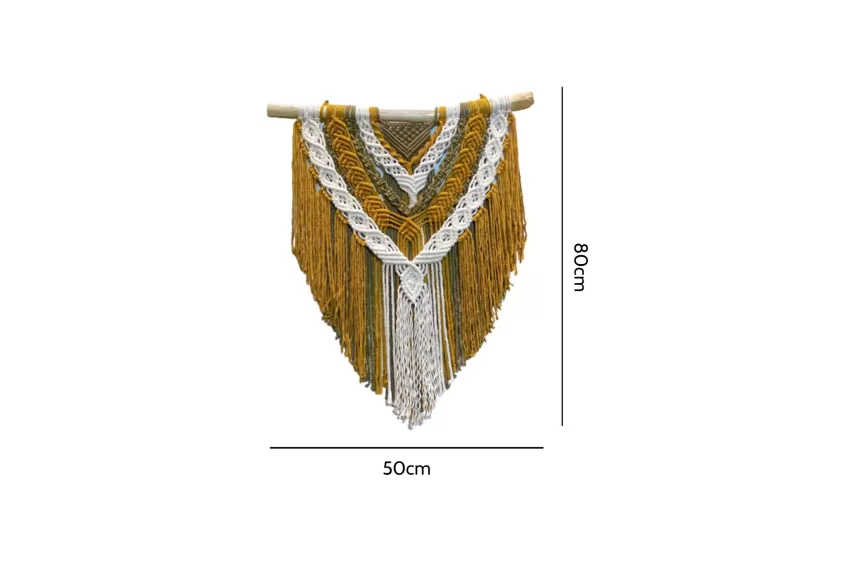 Yellow Macrame Wall Hanging, Exquisite Knots, Warm Tone, Harmonious Colors, Elaborate Design, Durable Material