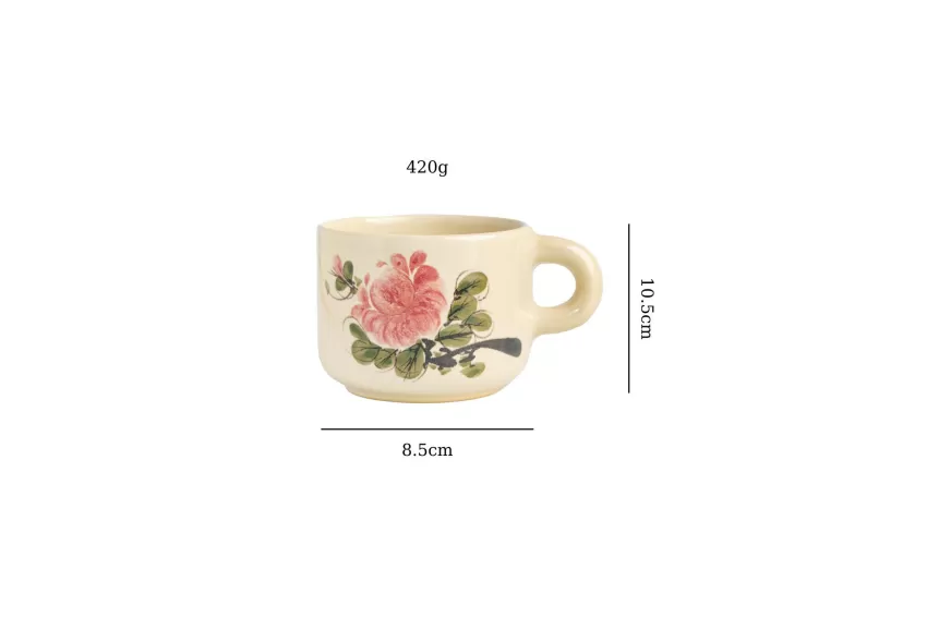 Red “Hoài” Floral Pattern Mug