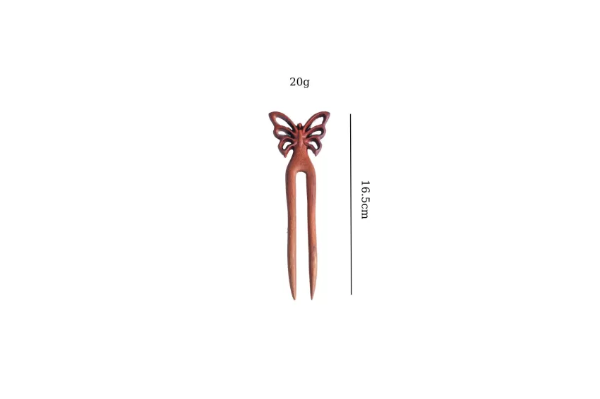 Butterfly 3 Wooden Hair Stick, Sturdy Wood Material, Easily Creates Various Hairstyles, Elegant Butterfly Design, Traditional Beauty