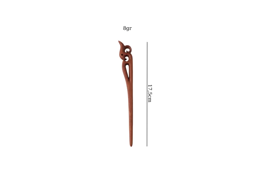 Peacock Wooden Hair Stick, Soft and Beautiful Curves, High-Quality Wood Material, Natural Wood Grain, Elegance and Class