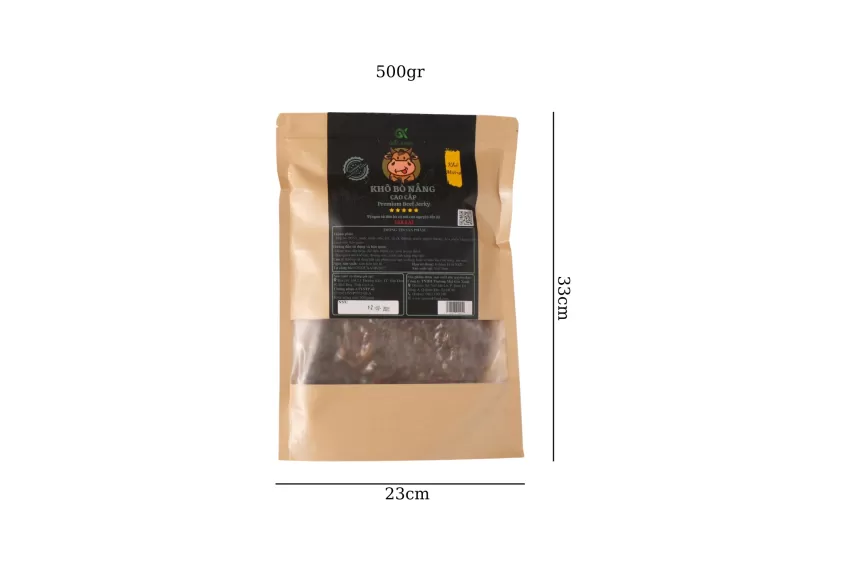 Khô Bò Cao Cấp Dạng Miếng, Túi 500g, Đặc Sản Cao Cấp, Bò Khô Miếng Lớn, Khô Bò Miếng Cao Cấp, Bò Khô Làm Quà Tết