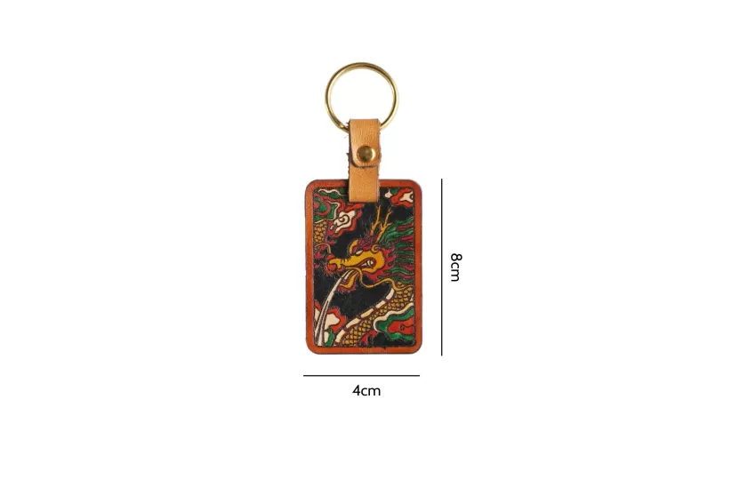 móc chìa khóa bằng da, leather keychain, móc chìa khóa vẽ tay, hand-drawn keychain