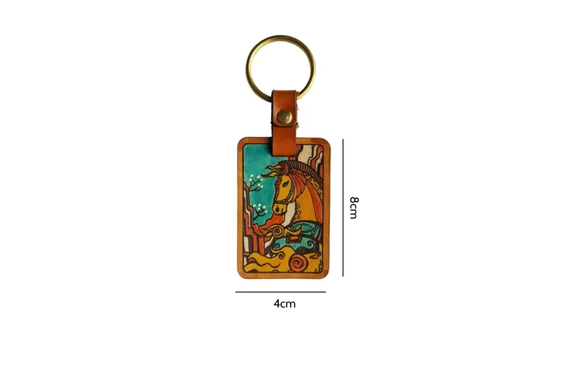 móc chìa khóa bằng da, leather keychain, móc chìa khóa vẽ tay, hand-drawn keychain