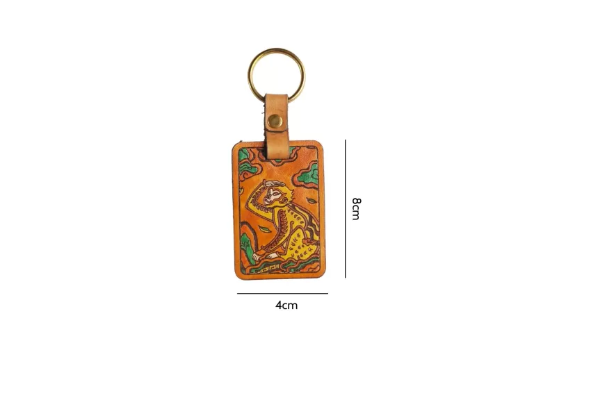 móc chìa khóa bằng da, leather keychain, móc chìa khóa vẽ tay, hand-drawn keychain