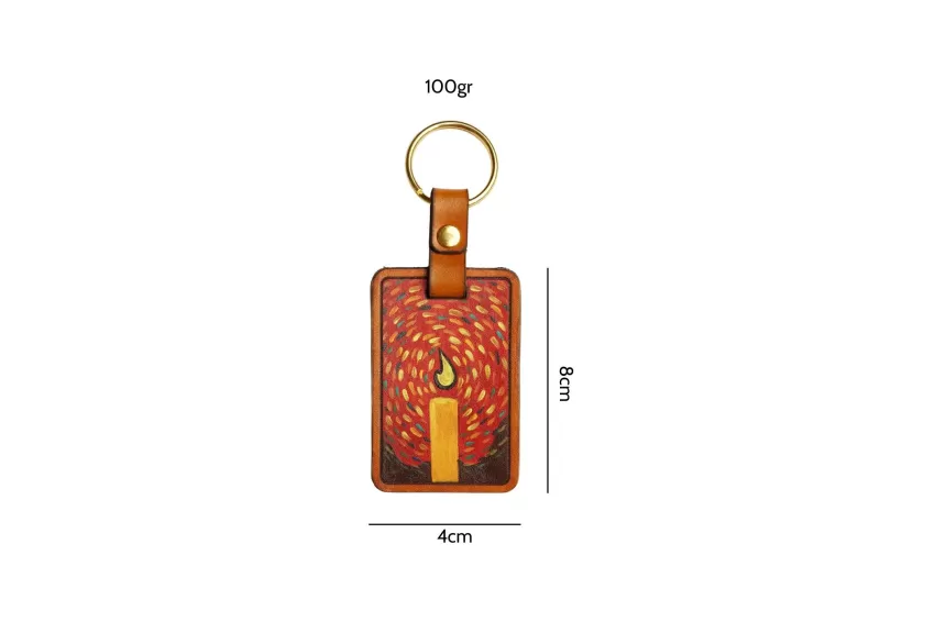 móc chìa khóa bằng da, leather keychain, móc chìa khóa vẽ tay, hand-drawn keychain