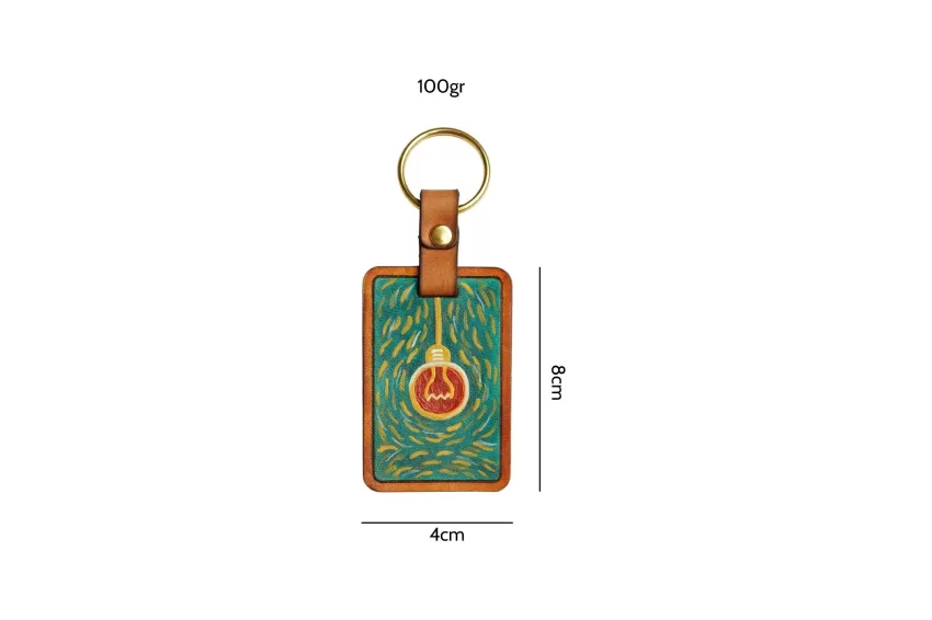 móc chìa khóa bằng da, leather keychain, móc chìa khóa vẽ tay, hand-drawn keychain