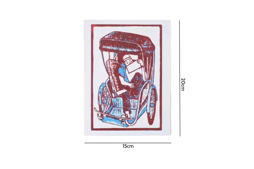 Sleeping “Xich Lo” Hoi An, Woodcut Artprint, Simple Beauty, Work Ethic Charm, Decorative Painting, Print Artistry