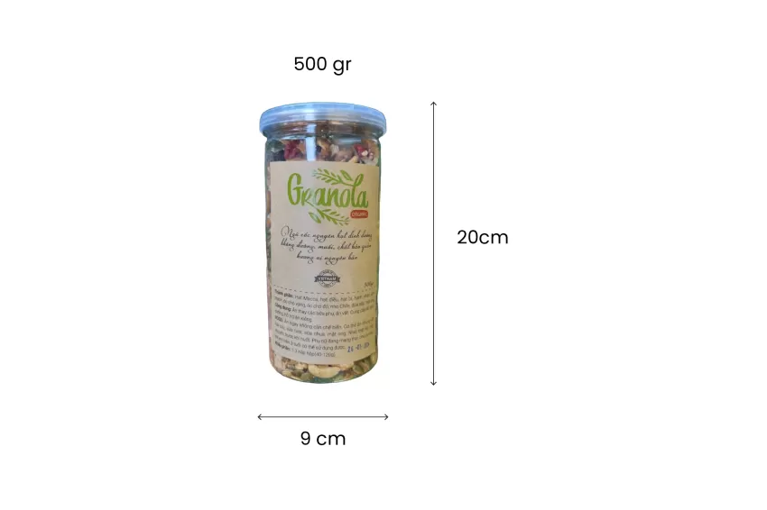 Granola Dinh Dưỡng Không Đường, Ngũ Cốc Mật Ong, Granola Mix Trái Cây Sấy, Ngũ Cốc Yến Mạch, Bữa Sáng Tiện Lợi