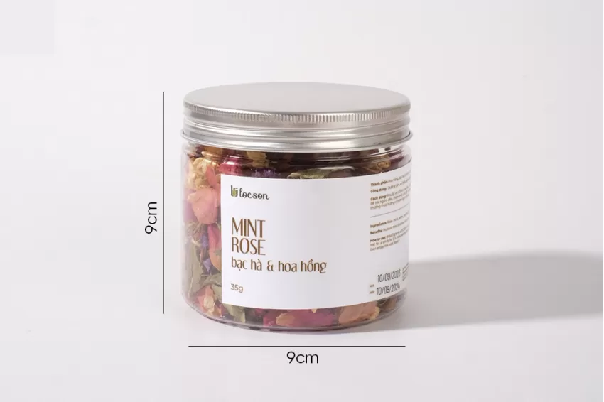 Mint & Rose Tea, Herbal Tea, Floral Tea, Refreshing Tea, Caffeine Free Tea, Natural Ingredients From Local Gardens In Vietnam, Tea Gifts, 35Gr Jar