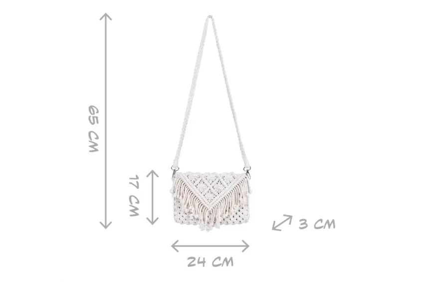 Macrame Envelope Bag, Handcrafted Handbag, Soft Macrame Material, Pure White Color, High Durability, Modern Design