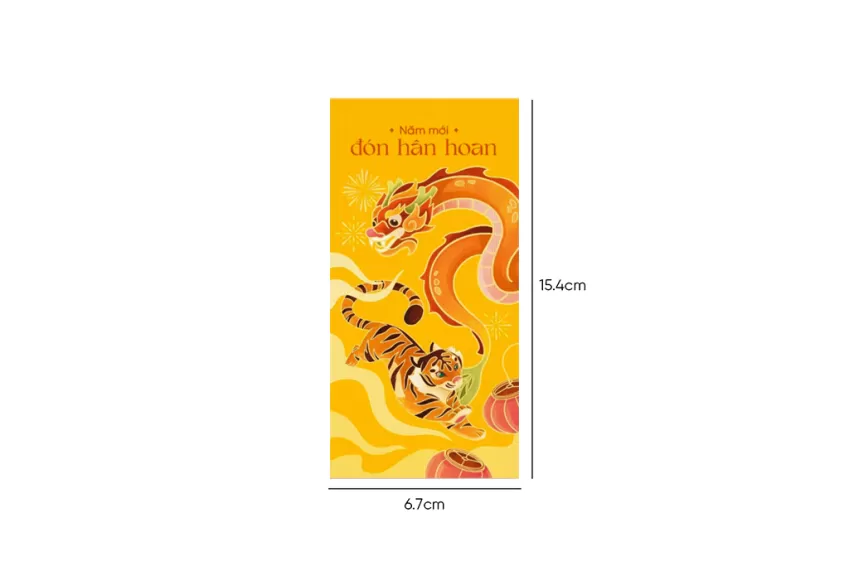 “Năm Mới", A Set Of 6 Red Envelopes With A Creative And Unique Design, Eye-catching Colors, Vietnamese Tradition, Conveying Good Wishes