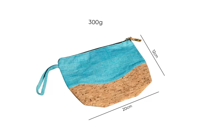 Hemp Cork Pouch, Size M, Natural Material, Cotton Lining, Cute Compact Design, Suitable For Daily Use