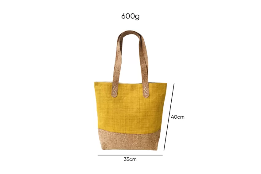 Hemp Cork Bag With Brocade Patterns, Vietnamese Handmade Bag, Simple And Youthful Design, Environmentally Friendly