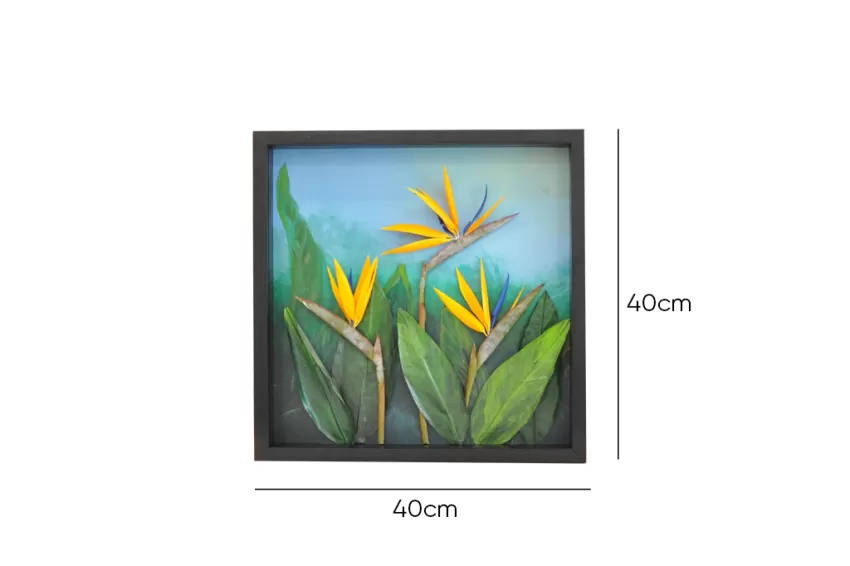 Handmade Paper Flower Painting - The Bird of Paradise Flower MAYPAPERFLOWER With 40x40cm Wooden Frame