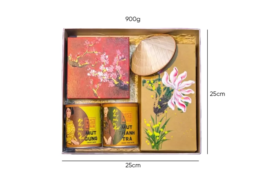 Moc Truly Hue’s 2024 “Phap Lam” Gift Box, Gift From Ancient Town, Hue Specialty, Vietnamese Traditional Food Gift, Artistic Hand-painted Gift Box