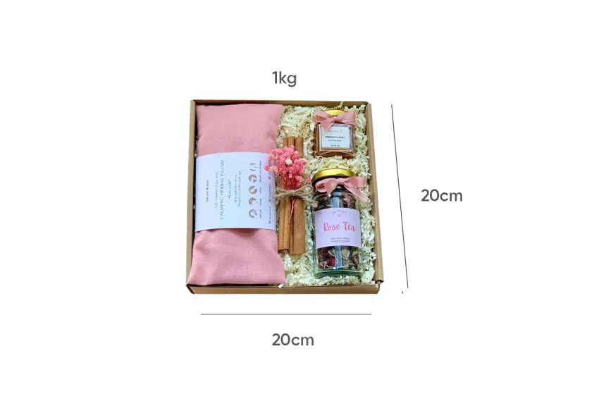 Wholesome Blossom, Women's Day Gift Ideas, Women's Wellness Gift, Natural Stress Relief Gifts, Relaxation Gift Set, Self-Care Box, Calming Herbal Pillow, Relaxing Rose Tea, Suvet Blossom Honey, Beautifully Box