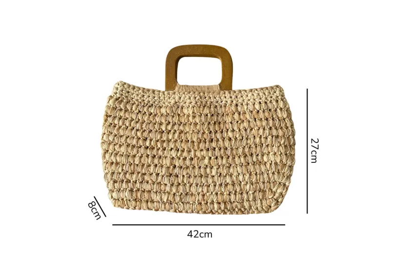 Beige Raffia Cosmo Florets Tote, Square Holder, Environmentally Friendly Material, Sustainable Quality, Sophisticated Style