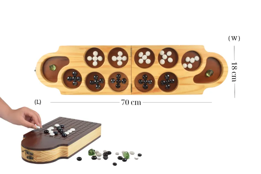 “Ô Ăn Quan” Game Set, Vietnamese Folk Square Caturing Game 2-in-1, L Size, Vintage Style, Boardgame, Traditional, Games With Friends, Games For Kids, Intellectual Games