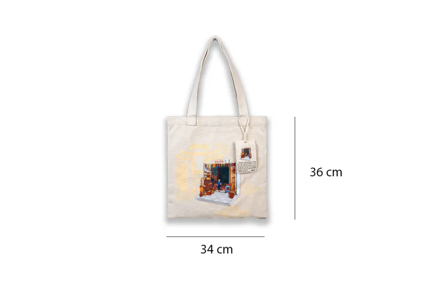 "59 Hàng Quạt" Canvas Tote Bag, Hanoi Collection: Craft Marks, Tote Bags, Fabric Bags, Unique Design Bags, Gifts for Foreigners, Gift Ideas