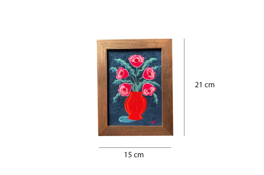 "Flower Vase 1" Wool Art Paintings, Wool Paintings, Handmade Gifts, Art Paintings, Hanging Paintings, Interior Decoration, Still Life Style Paintings, Unique Gifts