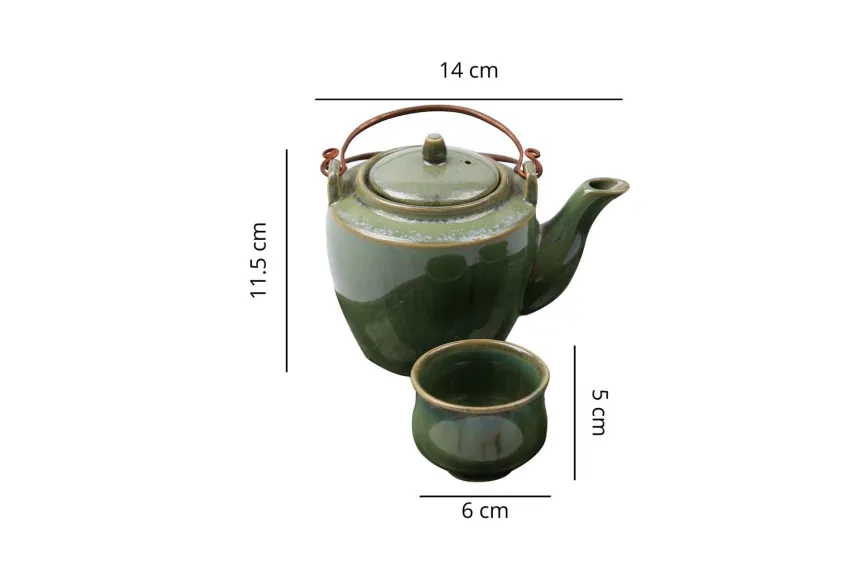 “Dáng Mới” Teapot Set, Crystal 14 Porcelain, Tea Pot, Fire Glaze Ceramics, Skillful Techniques, High Quality, Decoration, Vietnamese Ceramics