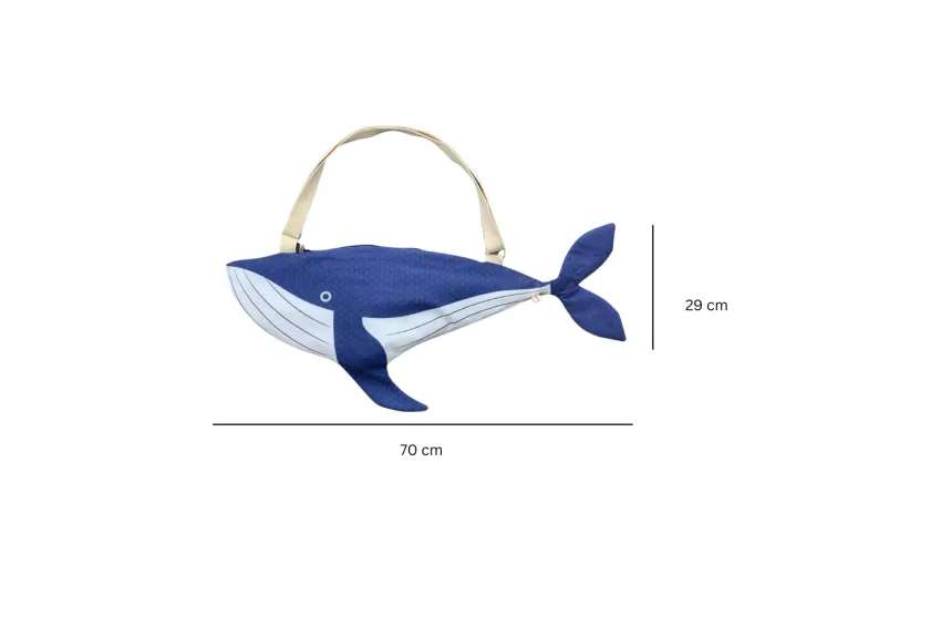 Whale Shaped Fabric Bag, A Unique Gift From The Ocean, Adjustable Strap, Beach Bags, Gym Bags, Unique Accessories, Handmade Bags