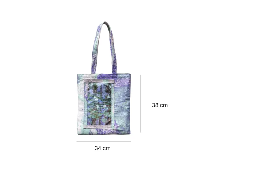 Water Lilies Brocade Tote Bag, Inspired By Monet's Painting, Unique Design, Eco-Friendly, Fashionable Gifts, Unique Gifts