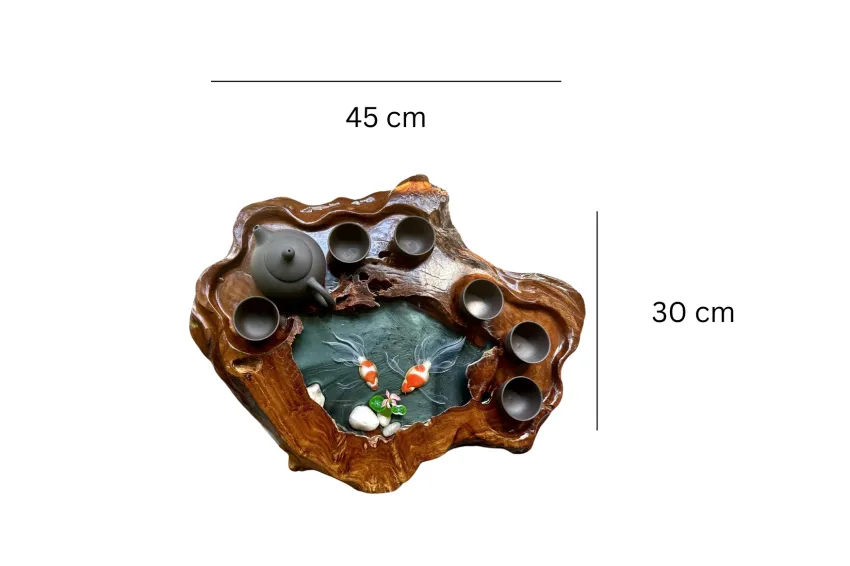 Khay Trà Gỗ Họa Tiết Cá 3D Epoxy Resin Vẽ Tay, Thu Hút Tài Lộc Cho Gia Chủ, Tranh Epoxy Resin Thủ Công, Khay Trà Cao Cấp, Đồ Gỗ, Quà Tặng Cao Cấp